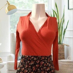 Vintage 90s LE CHATEAU High Collar Surplice Knit Red Top